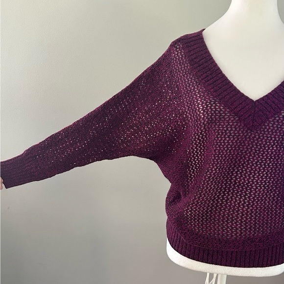 Express Women's V-Neck Sweater - Deep Purple - Picture 2 of 9